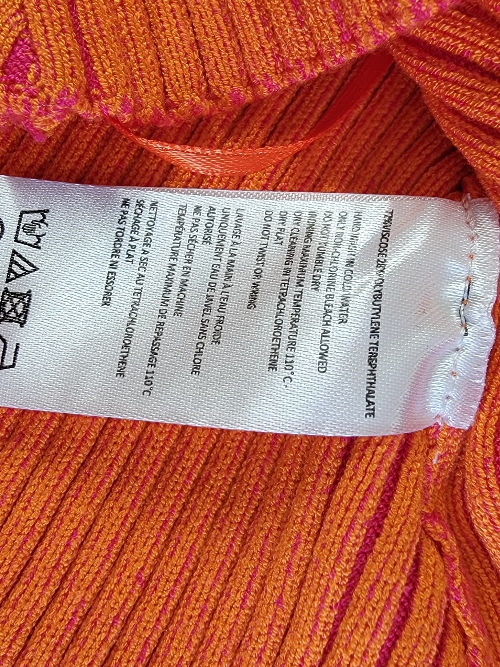 Milly Orange And Pink Ribbed Mock Neck Sleeveless Sweater Tank - Picture 10 of 11